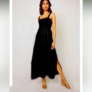 PISTACHE Bunched Top Linen Dress  midi black size small made in Italy